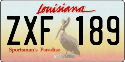 LA license plate ZXF189