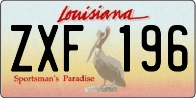 LA license plate ZXF196