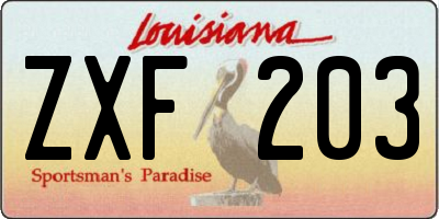 LA license plate ZXF203