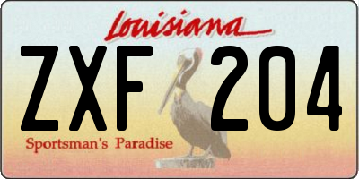 LA license plate ZXF204