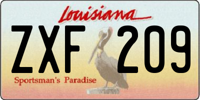LA license plate ZXF209