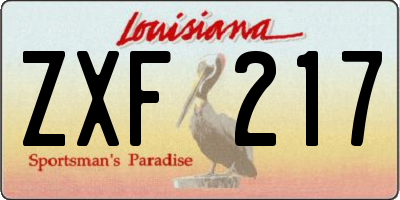 LA license plate ZXF217