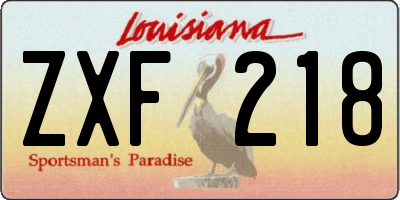 LA license plate ZXF218