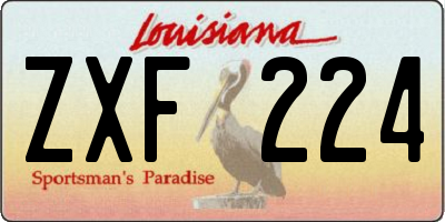 LA license plate ZXF224