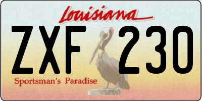 LA license plate ZXF230
