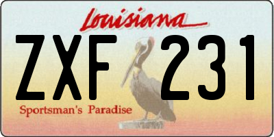 LA license plate ZXF231