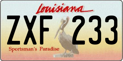 LA license plate ZXF233
