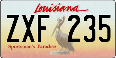 LA license plate ZXF235