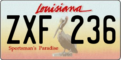 LA license plate ZXF236