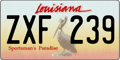 LA license plate ZXF239
