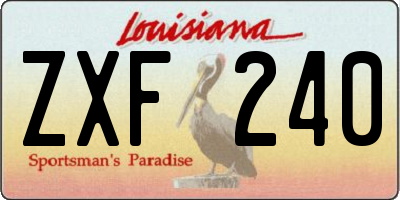 LA license plate ZXF240