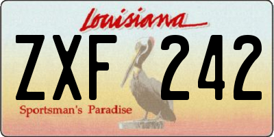LA license plate ZXF242
