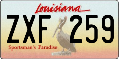 LA license plate ZXF259
