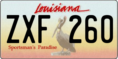 LA license plate ZXF260