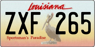LA license plate ZXF265