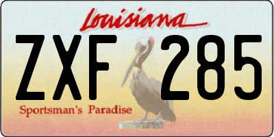 LA license plate ZXF285