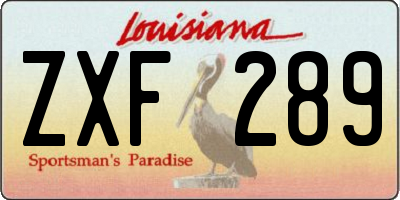 LA license plate ZXF289