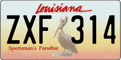 LA license plate ZXF314