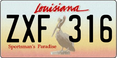 LA license plate ZXF316