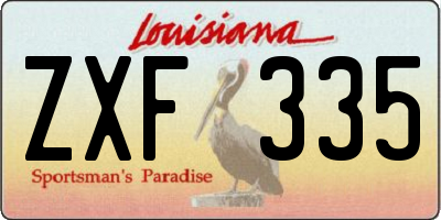 LA license plate ZXF335