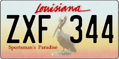 LA license plate ZXF344