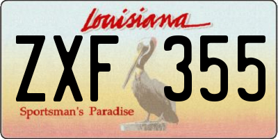 LA license plate ZXF355