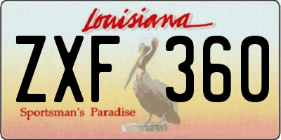 LA license plate ZXF360