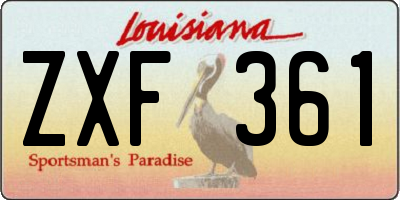 LA license plate ZXF361