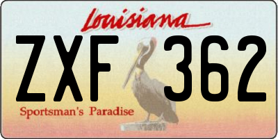 LA license plate ZXF362