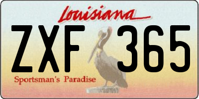LA license plate ZXF365