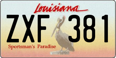 LA license plate ZXF381