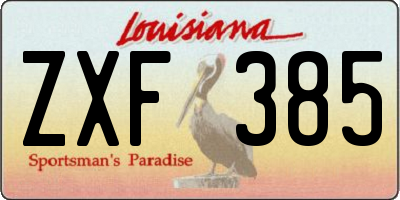 LA license plate ZXF385