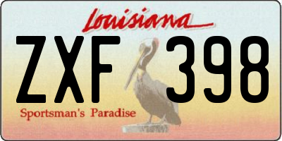 LA license plate ZXF398