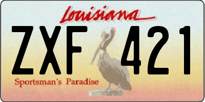 LA license plate ZXF421