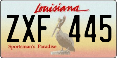 LA license plate ZXF445