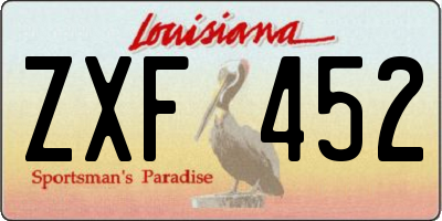 LA license plate ZXF452
