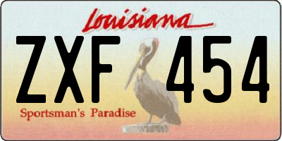 LA license plate ZXF454