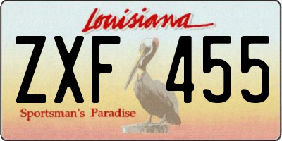 LA license plate ZXF455