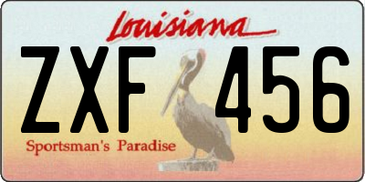 LA license plate ZXF456
