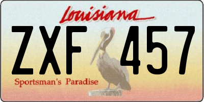 LA license plate ZXF457