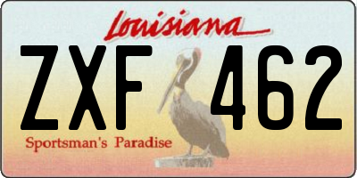 LA license plate ZXF462