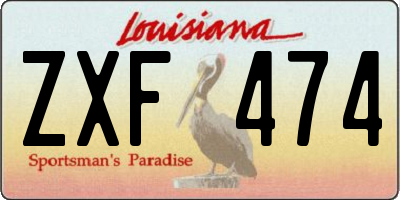 LA license plate ZXF474