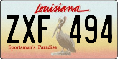 LA license plate ZXF494