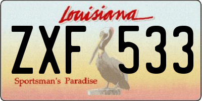 LA license plate ZXF533