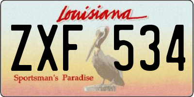 LA license plate ZXF534