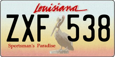 LA license plate ZXF538