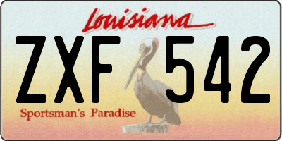 LA license plate ZXF542