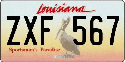 LA license plate ZXF567
