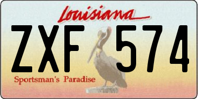 LA license plate ZXF574