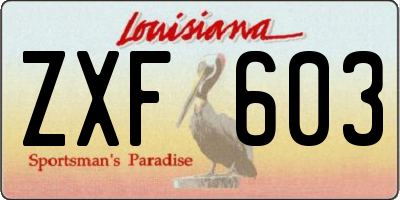 LA license plate ZXF603